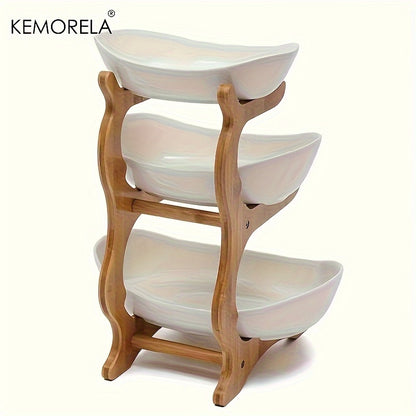 KEMORELA Cesto in Legno a 2/3 Ripiani per Frutta e Verdura con Gambe in Legno - Organizer da Cucina Versatile per Frutta, Verdura e Alimenti Congelati - Perfetto per la Conservazione in Frigorifero, Cesto per Frutta da Cucina