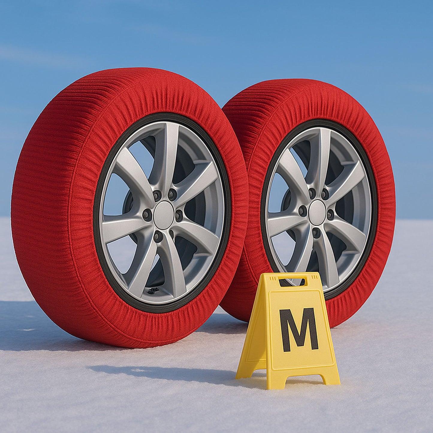 Calze da Neve Omologate Italia, Catene Da Neve Tessili Universale, Misure Disponibile XS,S,M,L,XL,XXL, Colore In Rosso, Bianco, Nero, Prodotto In EUROPA