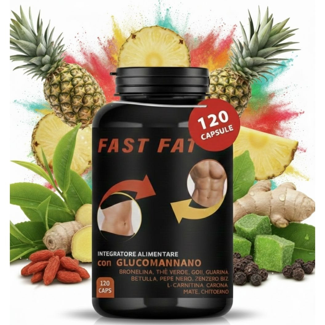 Integratore Naturale con Estratti Vegetali – Glucomannano, Tè Verde, Guaranà, L-Carnitina, Garcinia e Bromelina – 120 Capsule Made in Italy – Spedizione veloce da magazzino locale