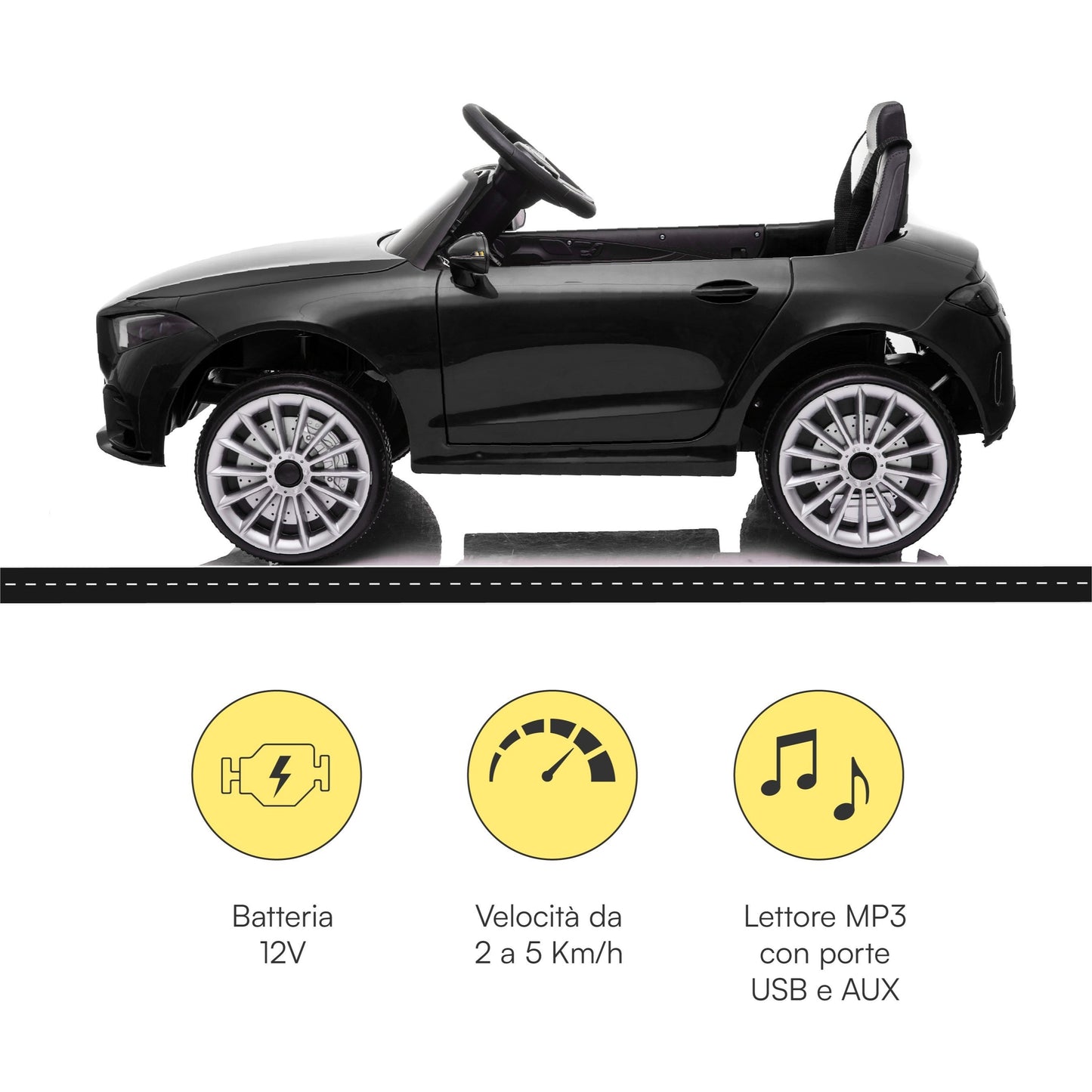 Baroni Toys Auto Macchina Elettrica per Bambini Audi R8 Sport, 12V Con MP3, Macchina telecomandata Full Optional, sedile in Eco pelle, porte apribili, Velocità 3-5 km/h, con Telecomando