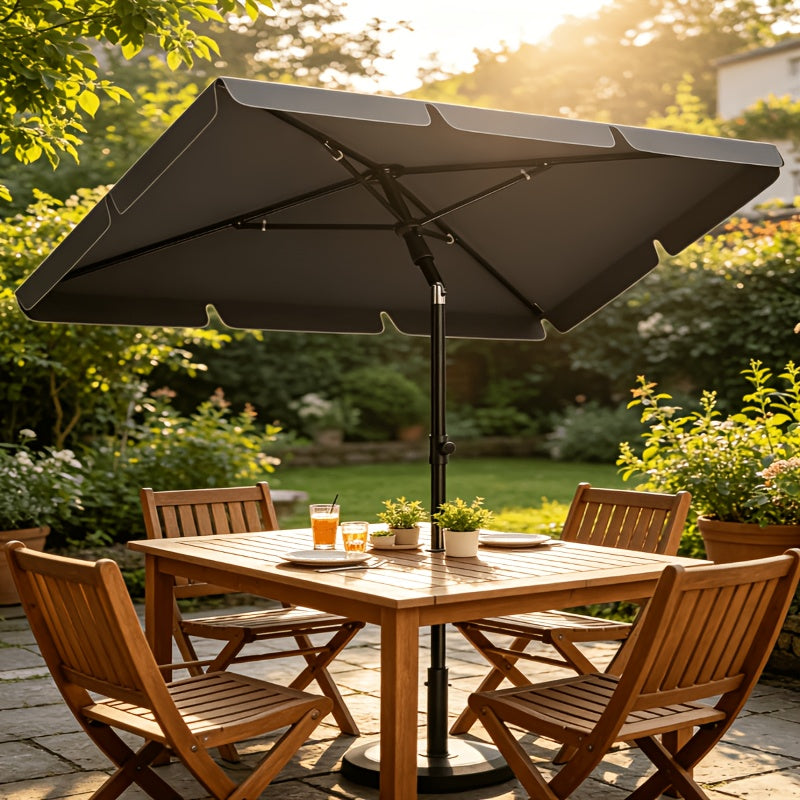 Ombrellone da esterno rettangolare 200X125Cm UPF 50+ Protezione UV - Altezza regolabile, inclinazione a 45 gradi con borsa per il trasporto e staffa per ringhiera balcone - Struttura antiruggine resistente alle intemperie per giardino terrazza balcone spi