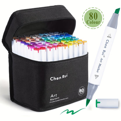 Set di pennarelli professionali per arte - Punta a scalpello e inchiostro a alcool, set di borsa portatile da 48/60/80/100/120 colori - Ideale per disegno, colorazione e grafica - Scelta perfetta per artisti, studenti e professionisti