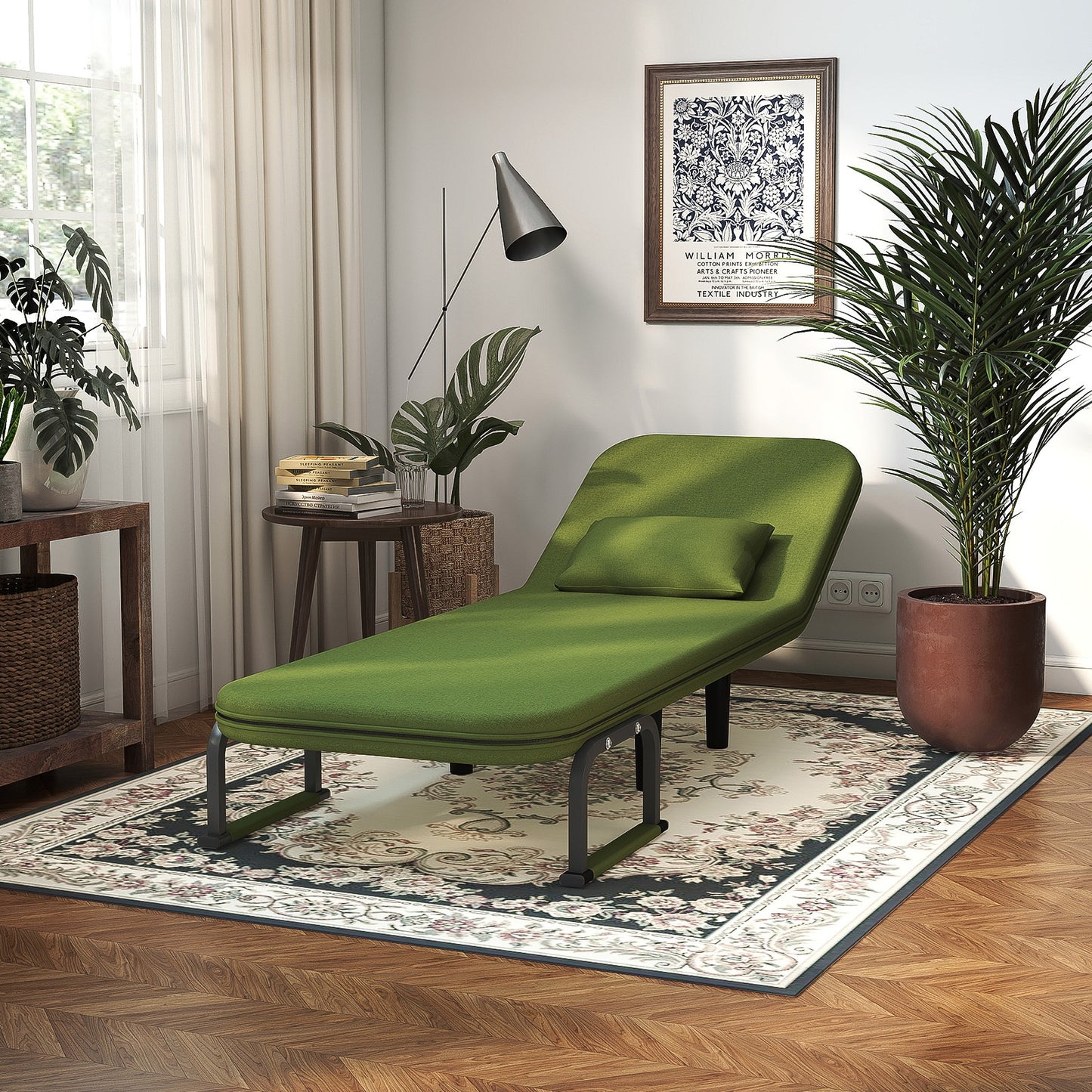 Divano letto poltrona pieghevole convertibile 5 in 1, poltrona letto lounge regolabile salvaspazio con tessuto di lino, poltrona moderna per dormitorio, monolocale e angolo accogliente, nero/marrone chiaro/verde oliva/giallo limone