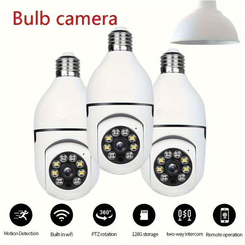 1pc Ease Life App - Telecamera di sicurezza a forma di lampadina, interna ed esterna, wireless, Wifi, 2.4Ghz, 360 gradi, telecamere di sicurezza a vite con attacco E27 per la sicurezza domestica, telecamere a forma di lampadina sicure, HD 1080P, visione n
