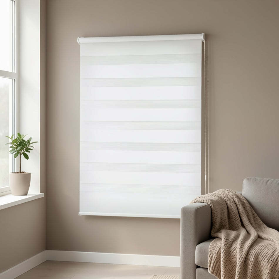 1pz Tenda a Rullo Bianca Senza Foratura con Controlli Catena e Serrura di Sicurezza, Protezione Privacy Facile da Pulire Opzioni Larghezz - 4cm = Ampie della Stoffa