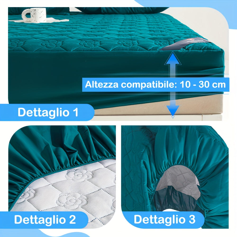 1 Protezione Materasso Impermeabile Comfort, Morbida e Traspirante con Tecnologia Soundwave, Lenzuolo con Angoli Impermeabile, Coprimaterasso Tinta Unita Silenzioso, Adatto per Appartamenti, Camere da Letto, Hotel, Stanze per Ospiti e Dormitori Studentesc