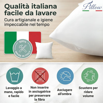 4 Imbottitura Cuscini 50x50, Set da 4 Cuscini per Divano Anallergici Morbidi e Soffici, Cuscino Interno Quadrato Prodotto in Italia, Facile da Lavare
