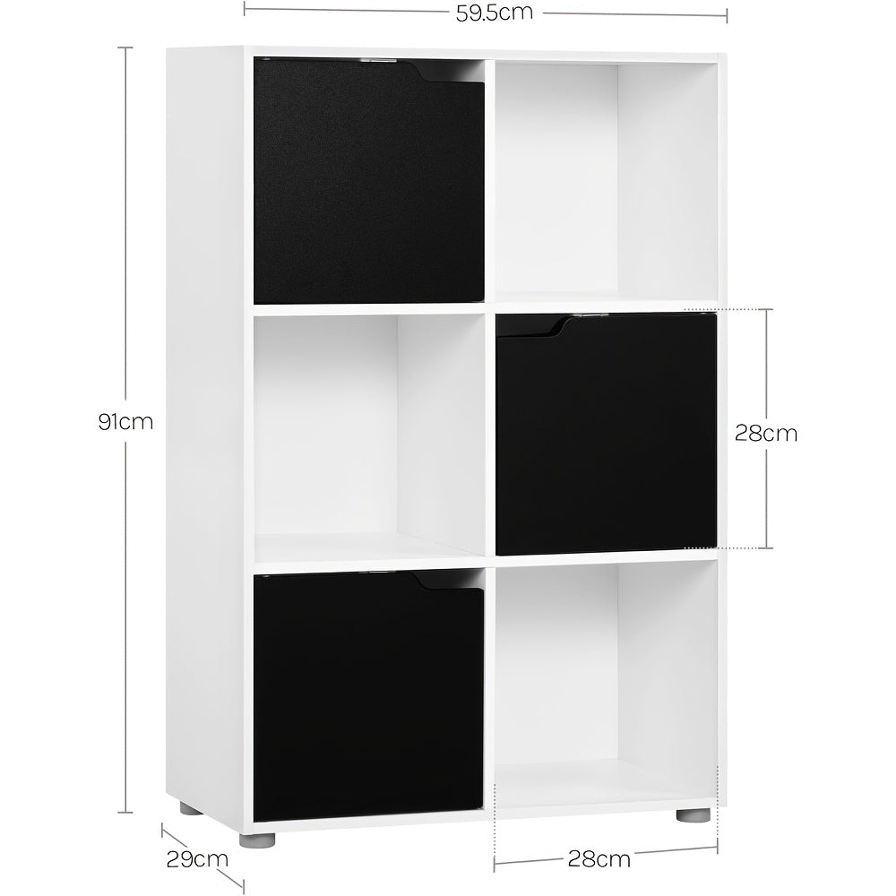 1pc Libreria, Libreria Verticale, Scaffale per Ufficio Domestico, Armadio Porta Documenti, 3 Ante, 6 Scomparti, Scaffale da Studio, 59.6X91X29Cm