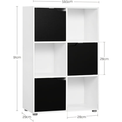 1pc Libreria, Libreria Verticale, Scaffale per Ufficio Domestico, Armadio Porta Documenti, 3 Ante, 6 Scomparti, Scaffale da Studio, 59.6X91X29Cm
