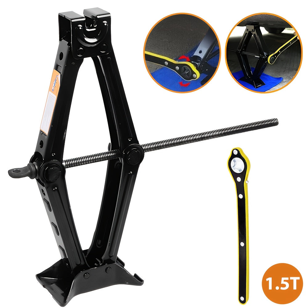 Cric Auto 1.5T, Cric Auto 1.5 Ton, Cric a Forbice Salvaspazio, Materiale in Acciaio ad Alta Resistenza, Antiruggine e a Risparmio Energetico - Altezza di Sollevamento 10-33.5 Cm - Adatto per Auto, SUV, Berline e Furgoni, Cric Auto Professionale, Attrezzo