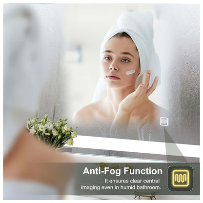Specchio da bagno grande circolare retroilluminato con un diametro di 49,99 centimetri, adatto per hotel e uso domestico, inclusi i bagni. Viene fornito con un pulsante a pressione con funzione defogliante e un pulsante di illuminazione, imballaggio sicur