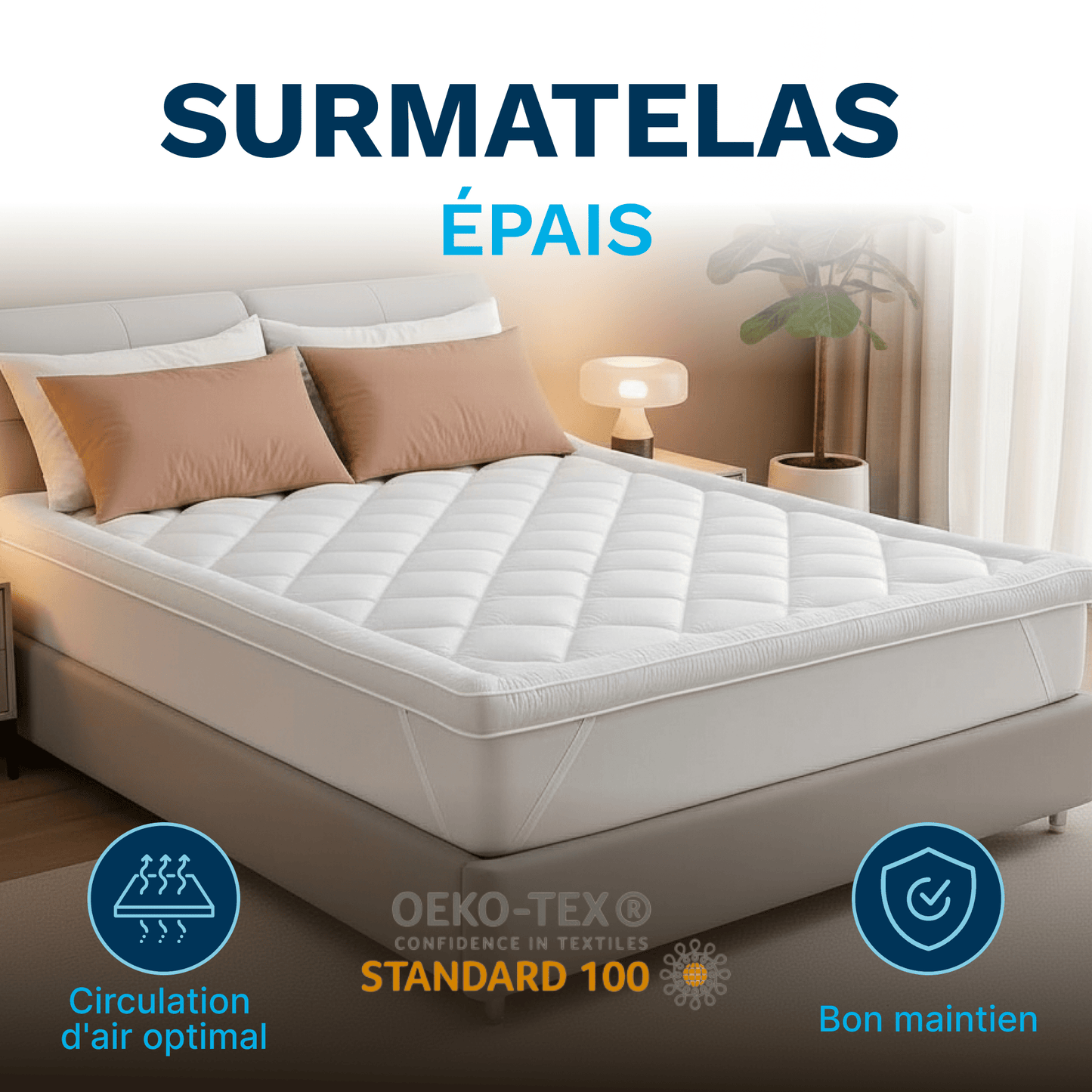 CATAVANA - Topper per Materasso Comfort - Varie Misure (80 X 200 Cm/ 90 X 200 Cm/ 140 X 190 Cm/ 140 X 200 Cm/ 160 X 200 Cm/ 180 X 200 Cm) - Microfibra Traspirante e di Alta Gamma - Imbottitura 800 G - Antiscivolo con Elastici - Ideale per 1 Persona/ 2 Per