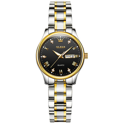 OLEVS Orologi da Donna Eleganti e di Lusso per Polso Piccolo, Quadrante Piccolo, Cinturino in Acciaio Inossidabile, Movimento al Quarzo Analogico, Data e Luminosità, Nero/Bianco/Oro/Blu