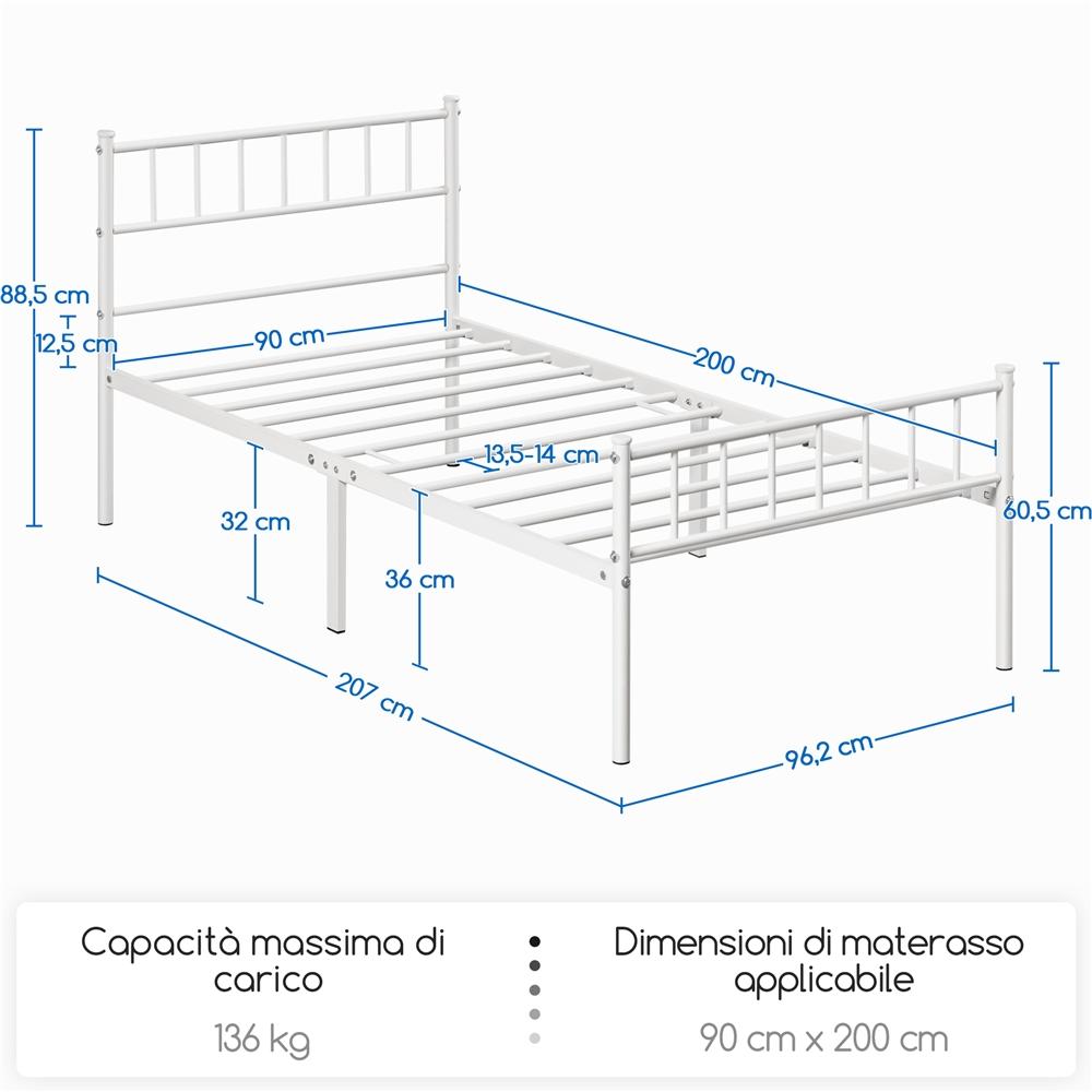 Costoffs Struttura Letto Moderno in Metallo con Testiera e Pediera con Spazio di Archiviazione per Appartamento Camera da Letto
