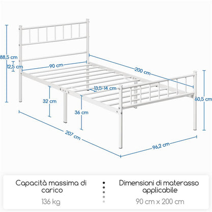 Costoffs Struttura Letto Moderno in Metallo con Testiera e Pediera con Spazio di Archiviazione per Appartamento Camera da Letto