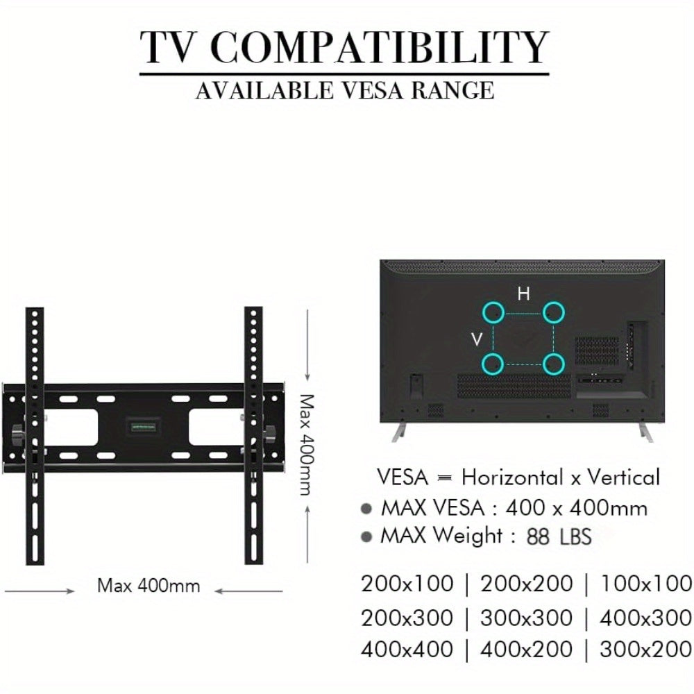 Supporto da parete universale per TV Bonnlo per schermi plasma LCD LED da 26 a 55 pollici fino a 40 kg Base estesa con girevole e inclinabile Supporto da parete per TV con inclinazione di 10 gradi e rotazione orizzontale di 30 gradi VESA 400x400 mm