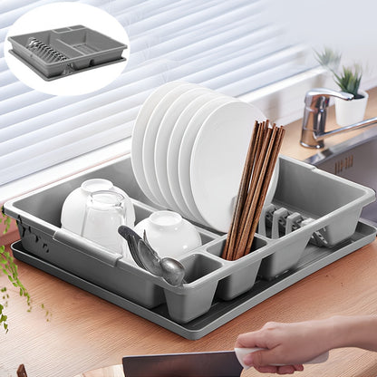 1 pz Cestello scolapiatti da cucina, scolapiatti, scolapiatti per lavello, grigio, con supporto inferiore per lavello, base vaschetta antigoccia, drenaggio rapido, robusto e durevole, adatto per scolare piatti, bacchette e cucchiai