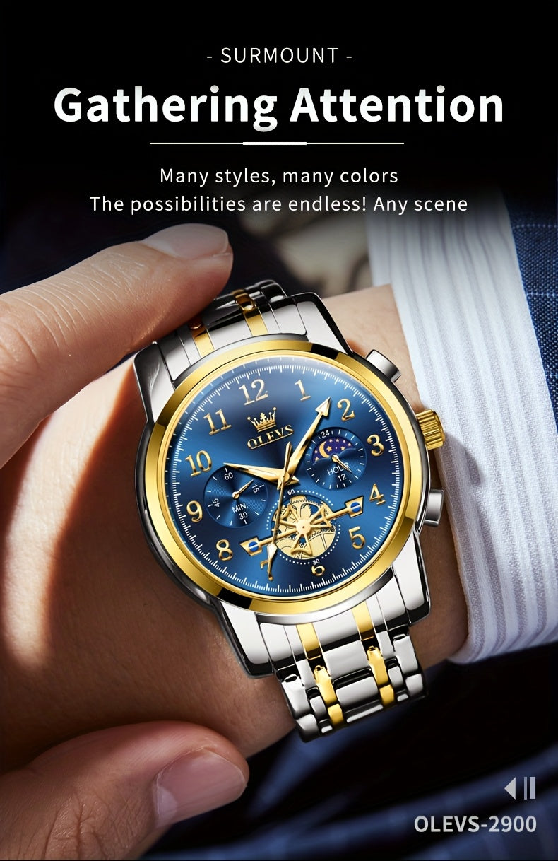 OLEVS Orologi da Uomo Classici Business Dress Analogico Quarzo Quadrante Digitale Orologio da Uomo Moda Lusso Bracciale in Acciaio Inossidabile Luminoso con Calendario Orologio da Polso da Uomo Regali Romantici Relojes De Hombre Quadrante Blu/Nero/Bianco/