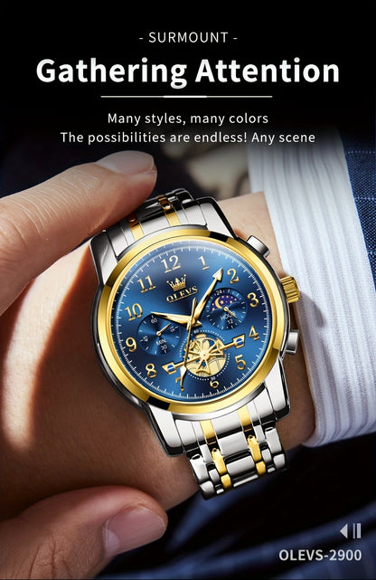OLEVS Orologi da Uomo Classici Business Dress Analogico Quarzo Quadrante Digitale Orologio da Uomo Moda Lusso Bracciale in Acciaio Inossidabile Luminoso con Calendario Orologio da Polso da Uomo Regali Romantici Relojes De Hombre Quadrante Blu/Nero/Bianco/