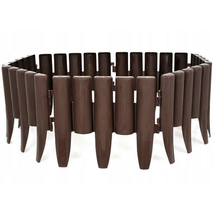 BORDURA DA GIARDINO 280 X 24 CM MARRONE, PALIZZATA IN PLASTICA PER PRATO, BORDURA PER AIUOLE E SENTIERI, RECINZIONE DECORATIVA DA GIARDINO