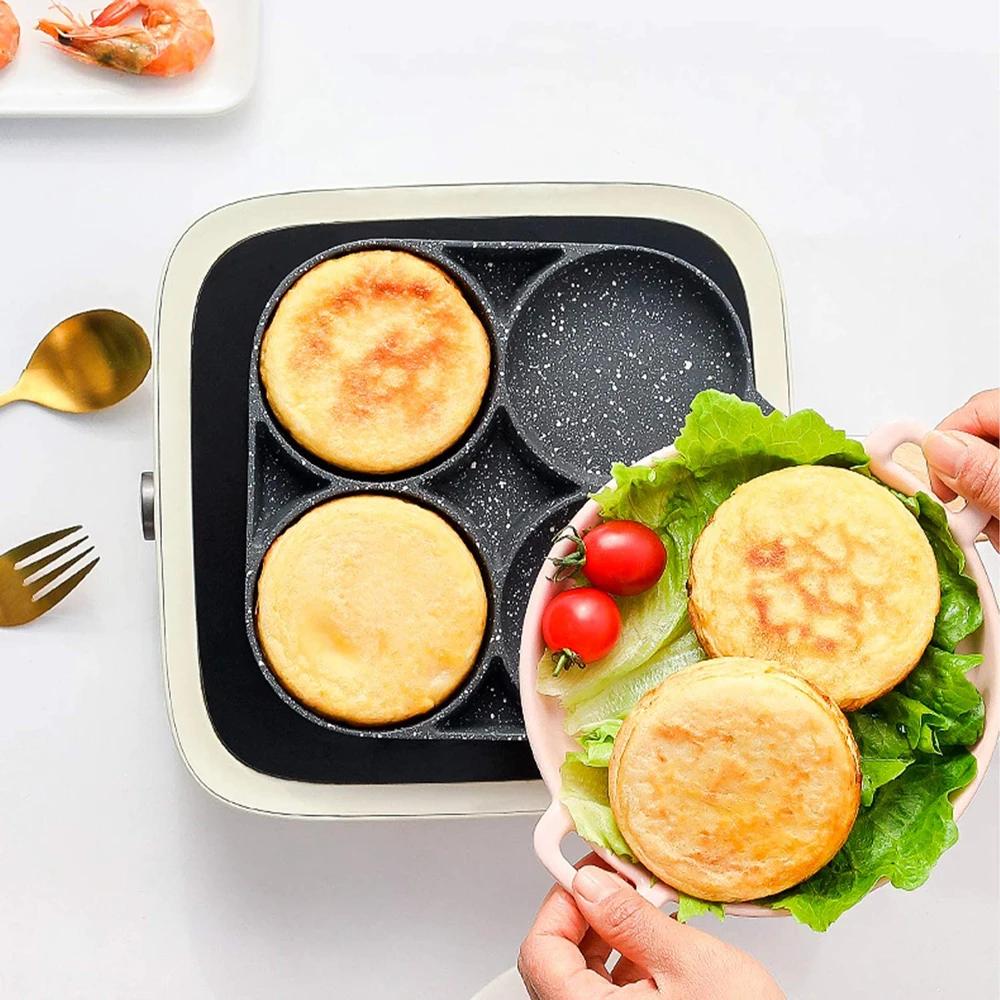 Padella Antiaderente a 4 Fori in Alluminio Perfetta per Uova Pancake Hamburger o Frittate