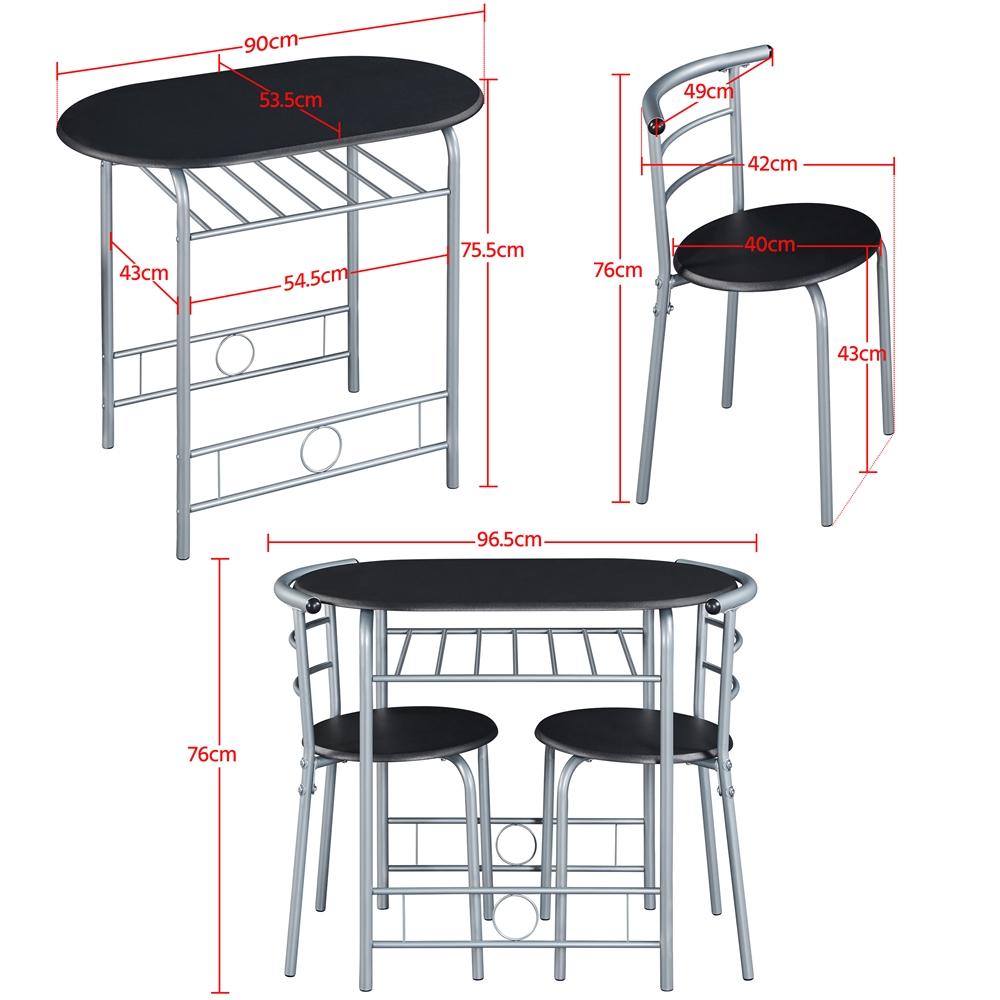 Costoffs Set Tavolo e 2 Sedie da Bar e Sala da Pranzo in Legno e Metallo per Cucina Balcone Piccoli Spazi Sedia Portata 136 kg