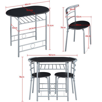 Costoffs Set Tavolo e 2 Sedie da Bar e Sala da Pranzo in Legno e Metallo per Cucina Balcone Piccoli Spazi Sedia Portata 136 kg