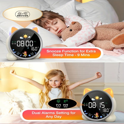 Sveglia Lemnoi per Bambini, Allenatore del Sonno per Ragazzi e Ragazze, Sveglia a Batteria per Bambini, Conto alla Rovescia, Funzione Snooze, 3 Livelli di Luminosità