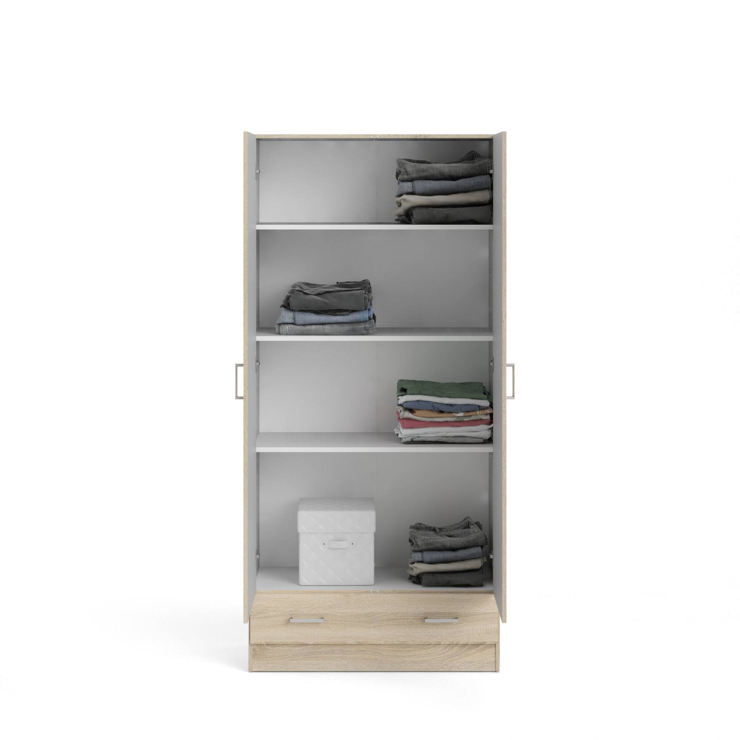 Guardaroba 2 ante Amylya, Mobile camera da letto, Cabina armadio portabiti, Armadio appendiabiti, 79x36 h170 cm, Disponibile in 2 colori