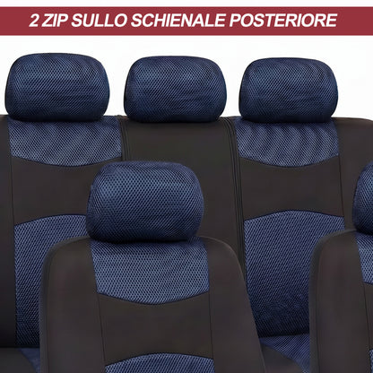 Set Coprisedili Auto Universali con 2pz Copri Cintura e Coprivolante inclusi, fodere sedili completi compatibili con anteriori e posteriori