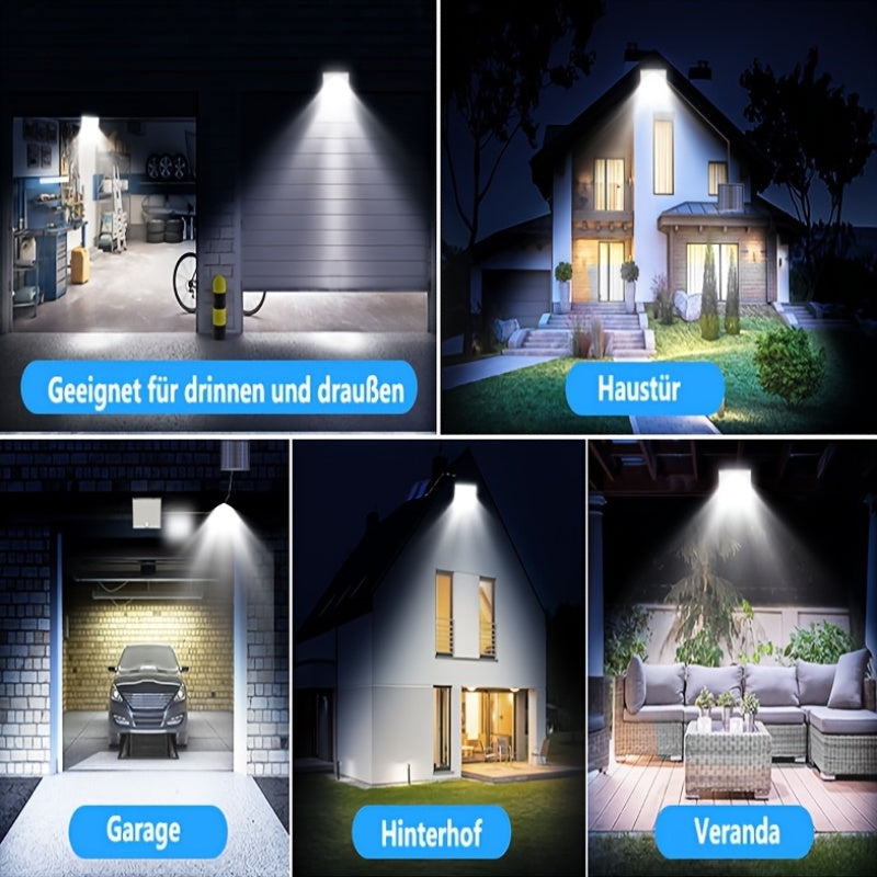 2/1 pz Lampade Solari da Parete, con Telecomando, Luce Solare da Giardino per Esterni, Sensore di Movimento PIR, 3 Modalità di Illuminazione, IP65, con Cavo da 5M, Lampada Solare da Giardino 2In1 per Interni ed Esterni, 230LED, Grandangolo, per Cortile, S