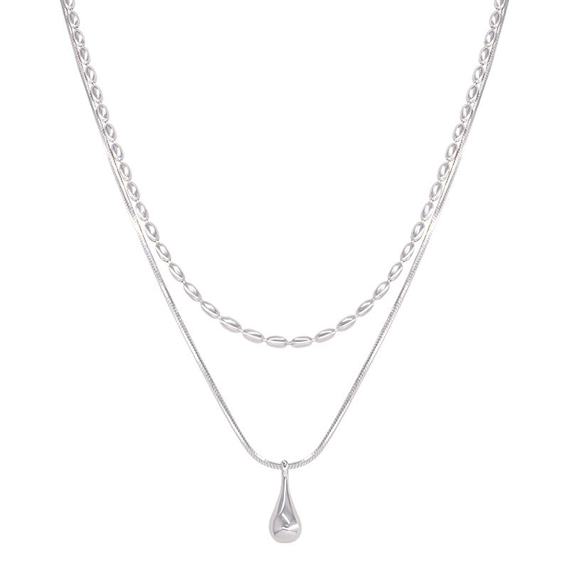 Catena in Argento Sterling 925, Collana Minimalista a Doppio Strato da Donna con Ciondolo Pendente, Elegante e Moderna, Ideale come Regalo per Donne