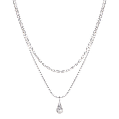 Catena in Argento Sterling 925, Collana Minimalista a Doppio Strato da Donna con Ciondolo Pendente, Elegante e Moderna, Ideale come Regalo per Donne