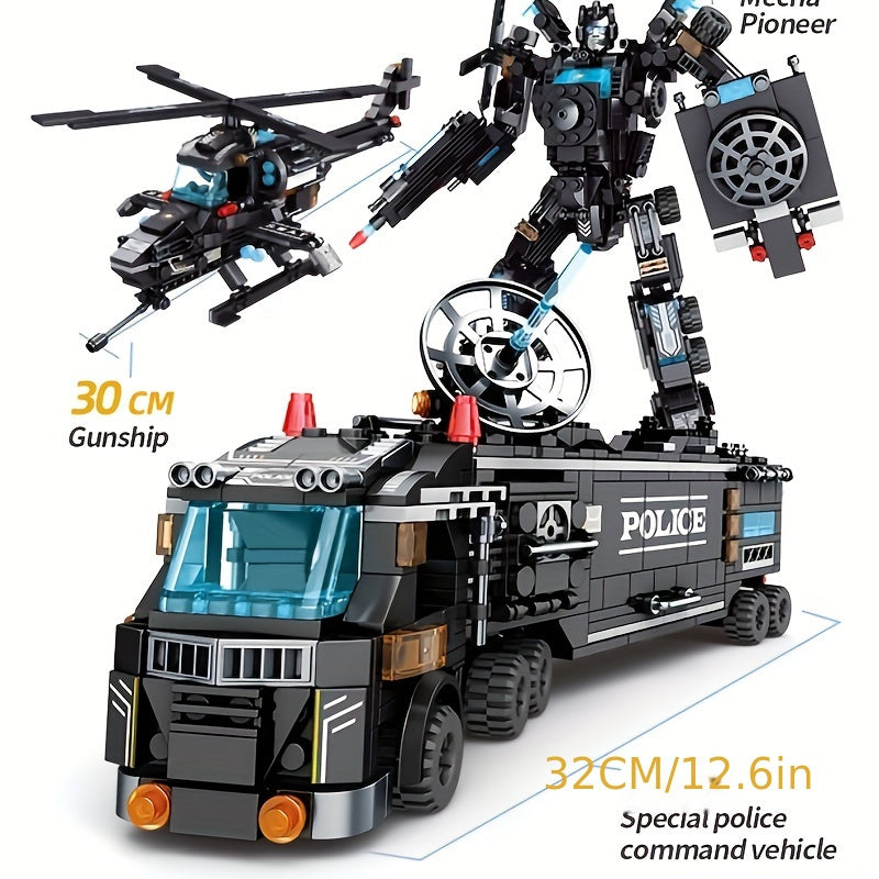 BricZplay 1100DIY Edizione Commemorativa Set di Blocchi da Costruzione Pattuglia Cittadina Aerei/Robot Fantastici Regali per Festival Regali per il Ringraziamento, Halloween, Natale, Capodanno - Migliori Regali per Pasqua
