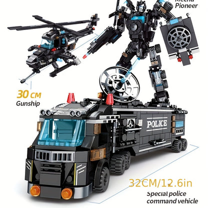 BricZplay 1100DIY Edizione Commemorativa Set di Blocchi da Costruzione Pattuglia Cittadina Aerei/Robot Fantastici Regali per Festival Regali per il Ringraziamento, Halloween, Natale, Capodanno - Migliori Regali per Pasqua