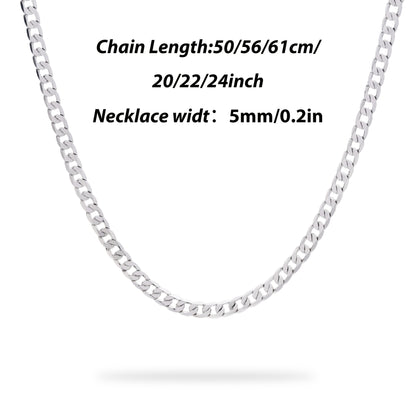 Magazzino Locale, Collana a Catena Cubana Argentata 925, Peso 15.5g/18.5g/20.6g, con Contenuto Argentato di 10g/12.3g/13.4g. Con un Design Elegante e Minimalista, Adatta per l'Uso Quotidiano, Include una Confezione Regalo di Lusso.