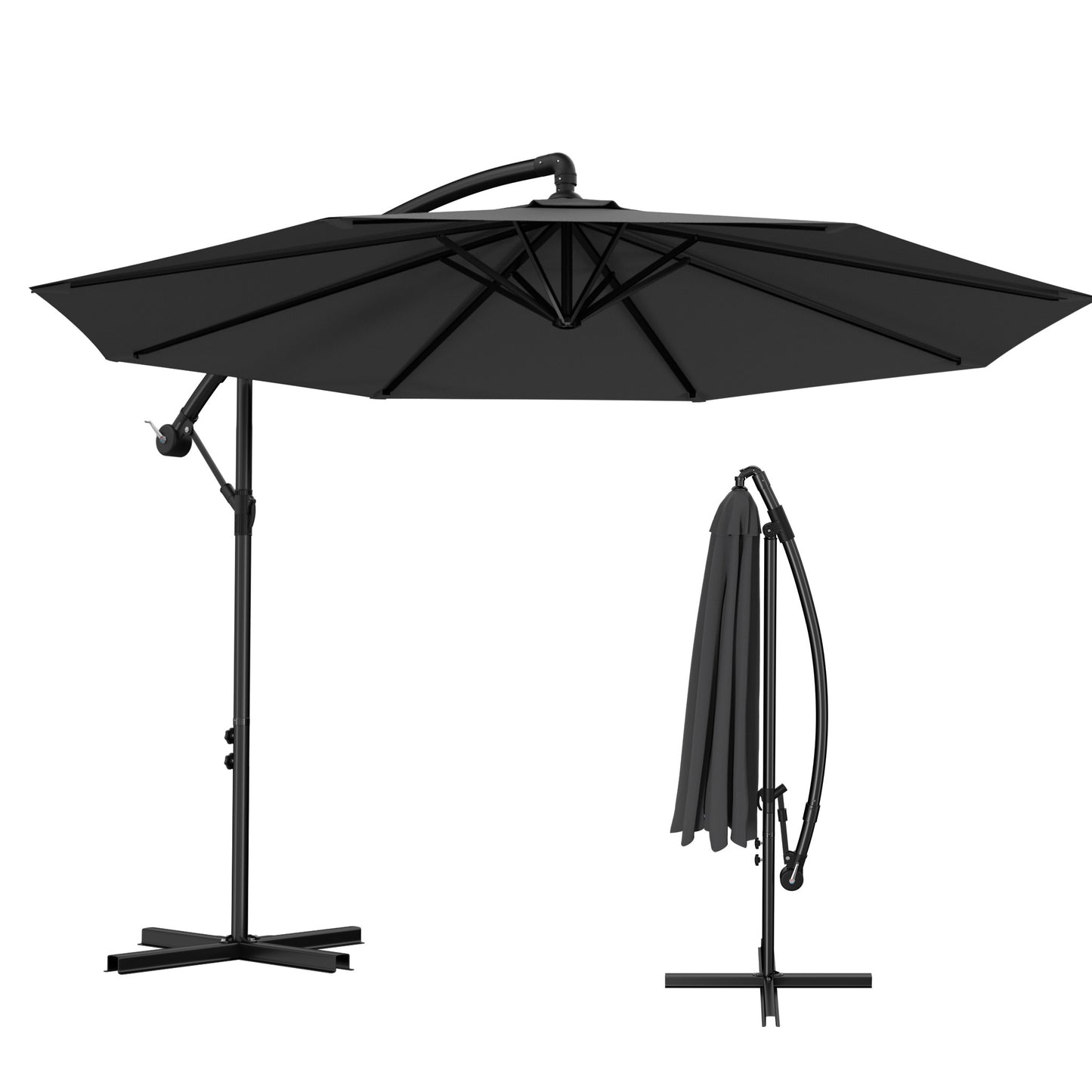 Ombrellone a Sbalzo per Balcone 300cm 350cm da Giardino con Manovella, Ombrellone da Patio, Ombrellone a Manovella con Protezione UV per Giardino e Patio