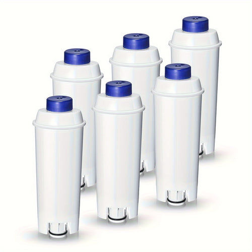 Set da 6 pezzi di filtri 'acqua di ricambio DLSC002 per DeLonghi - Compatibili con DeLonghi Magnifica Evo & S, Dinamica (Plus), Primadonna, Eletta Explorer - Sostituisce il filtro 'acqua De Longhi per macchine da caffè e macchine da espresso