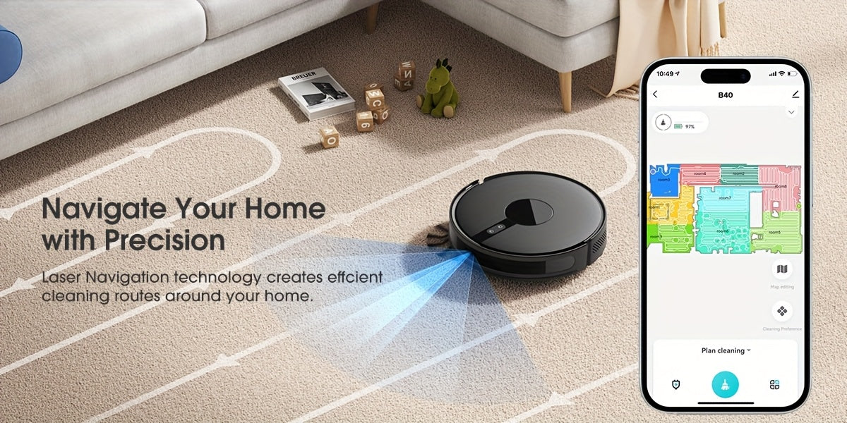 Lubluelu 2025 Ultimo Robot Aspirapolvere e Lavapavimenti B40Plus/Sl60D - Forte Aspirazione 5100Pa, Autovuoto, Mappatura Multi-Piano, Soluzione di Pulizia 3-in-1 per Peli di Animali Domestici, Tappeti e Pavimenti Duri con Funzione di Auto-Ricarica