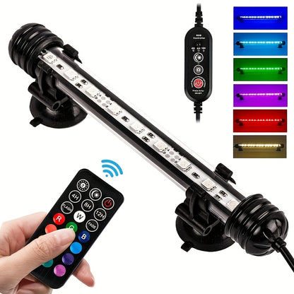 18-112Cm, Luce LED per Acquari, Illuminazione Subacquea, Luce Montabile, Lampada Copertura, Spina EU per Acquario con Telecomando, Cambio Colore RGB, Rosso/Verde/Blu, Senza Batteria