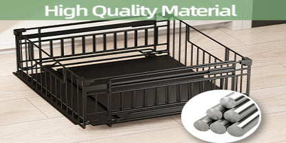 Organizzatore estraibile espandibile per armadietti, confezione da 1/2, ringhiera rialzata da 16.99 cm, larghezza regolabile da 32.99 cm a 50.98 cm, 3 guide, adesivo, non necessita di fori, stacca e incolla, cassetti estraibili adesivi per armadietti, cap