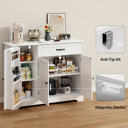 Mobiletto, Armadio da Cucina con Tre Ante e Un Cassetto, Offre Ampio Spazio di Stoccaggio, Adatto per Cucine, Sale da Pranzo, Soggiorni e Corridoi, 105X40X84.5Cm