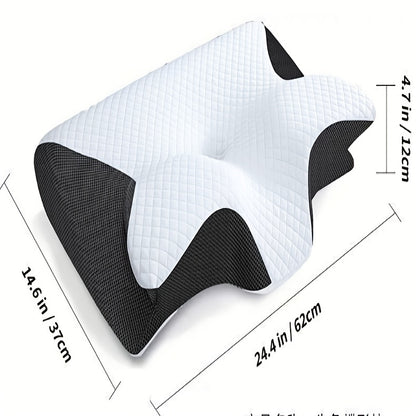 Cuscino Memory Foam Comfort per la Colonna Vertebrale, Ideale per Chi Dorme sul Fianco, sulla Schiena e a Pancia in Giù - Design Sagomato, Supporto Morbido e Robusto, Nero, Rilassamento Spalle, Solido, Regalo Perfetto per Natale e Capodanno