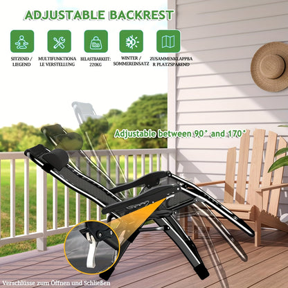 Poltrona Reclinabile ad Alta Gravità Zero Extra Larga 72Cm/28Pollici | Sdraio Pieghevole da Esterno con Cuscino e Poggiatesta Rimovibili, Chaise Lounge Portatile per Abbronzatura con Portabicchieri, Sedie Reclinabili da Esterno per Piscina, Spiaggia, Balc