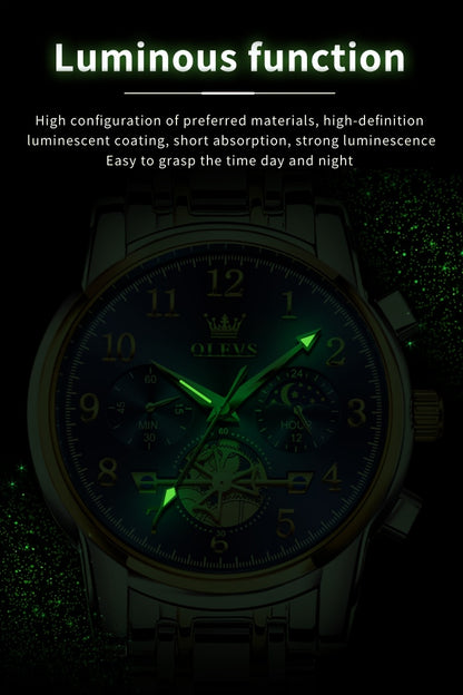OLEVS Orologi da Uomo Classici Business Dress Analogico Quarzo Quadrante Digitale Orologio da Uomo Moda Lusso Bracciale in Acciaio Inossidabile Luminoso con Calendario Orologio da Polso da Uomo Regali Romantici Relojes De Hombre Quadrante Blu/Nero/Bianco/