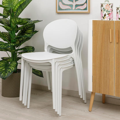 Baroni Home Set 4 Sedie in Plastica Bianca – Sedie Impilabili, Pronte all’Uso Senza Montaggio, Facili da Pulire, con Piedini Antiscivolo per Maggiore Stabilità – Ideali per Cucina, Soggiorno, Sala da Pranzo, Giardino, Terrazzo o Balcone – Sedute Comode e