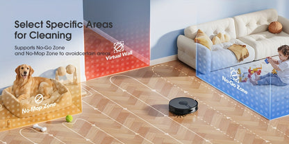 Lubluelu B40 Robot Aspirapolvere, Robot Aspirapolvere e Lavapavimenti 3 in 1, 6500Pa, Bassa Rumorosità 62Db, Corpo Ultra-Sottile 9.98 cm, Mappatura 5 Piani, Pulizia Diversificata, Robot Aspirapolvere per Peli di Animali Domestici, Tappeti, Pavimenti Duri,