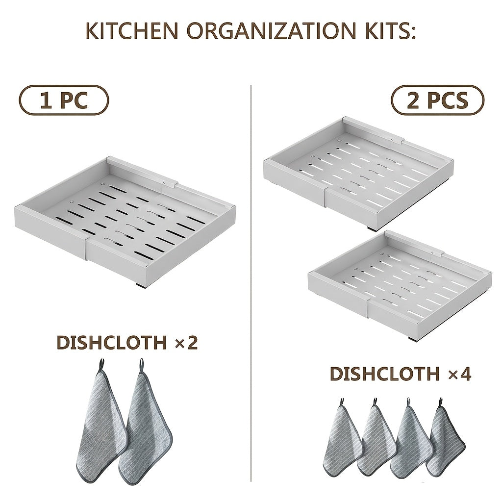 Organizzatore per pensili estraibile espandibile per carichi pesanti, con 3 guide silenziose, larghezza regolabile (30,99 cm-51,99 cm), adatto per pensili da cucina, ripiani estraibili per pensili