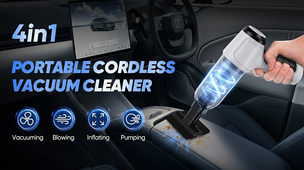 Aspirapolvere per Auto Senza Fili Portatile e Potente - Forte Aspirazione, Ricarica USB, Leggero e Portatile, 7 Accessori Combinati per Uso Multiscena, Adatto per Cucina, Interni Auto, Camera da Letto, Pulizia Ufficio e Rimozione Efficiente della Polvere