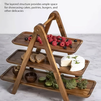 Scaffale a tre strati in legno massello per verdure e alimenti, vassoi in legno per organizzare oggetti, adatto per ristoranti di hot pot e cucine di hotel, decorazioni autunnali per la casa, decorazioni natalizie e di Halloween, regali per famiglia e ami